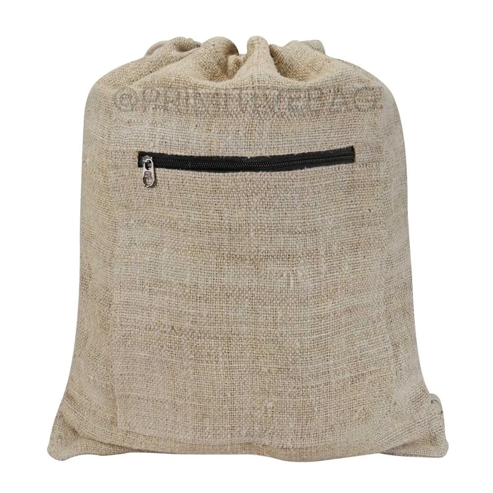 Unisex Hemp Custom Made Drawstring Backpack for Sports Gym Yoga & Cycling Plain Body Shop Ecological Biodegradable Bag