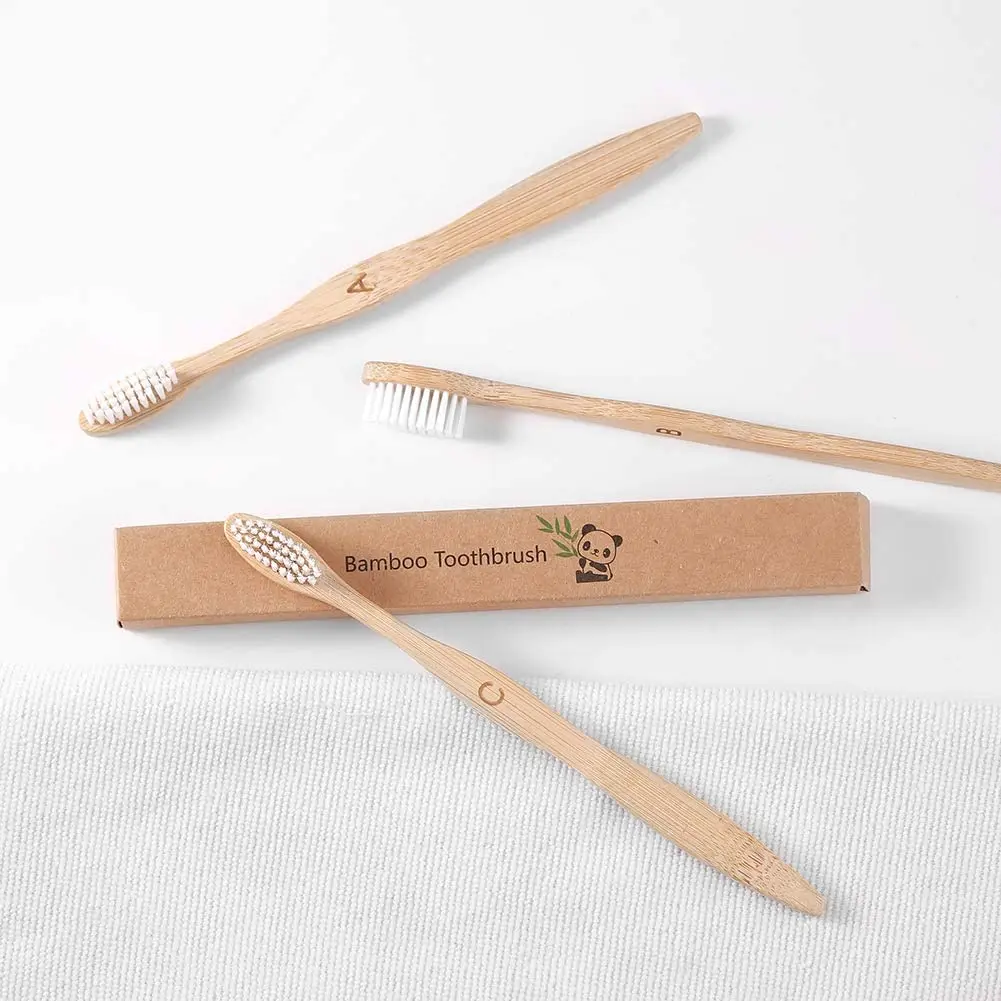 New Design BPA Free Soft Bristles Toothbrushes Bamboo Toothbrushes Compostable & 100% Organic Charcoal Wooden Toothbrushes