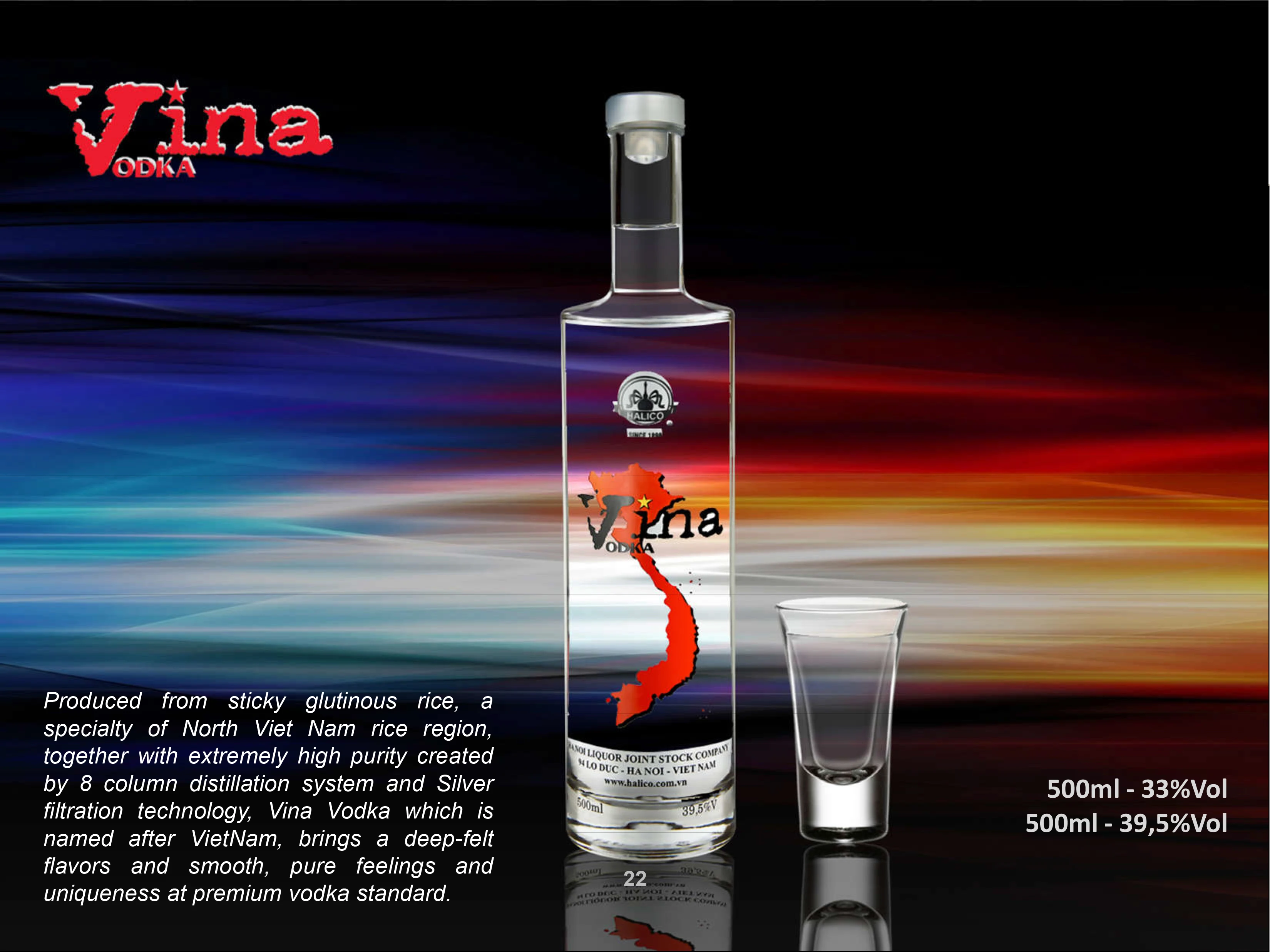 39.5% Strong Natural Ecological Raw Materials Unique Product Alcohol Premium Quality Vina Vodka made in Vietnam