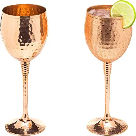 Wine Goblet High Glassware Long Stem Red Wine Glass For Bar Restaurant Home Copper and Brass plated Goblet