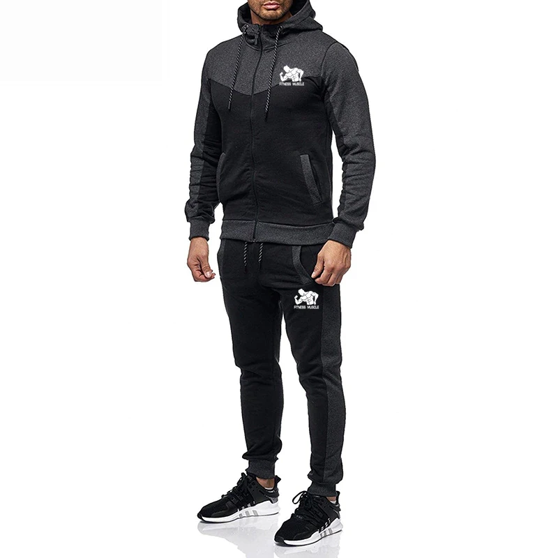 Gym Workout Tech Fleece Tracksuits Contrast panel work Muscle Fit Beast Body Active Wear OEM Blend Track Suits Sweat Suits