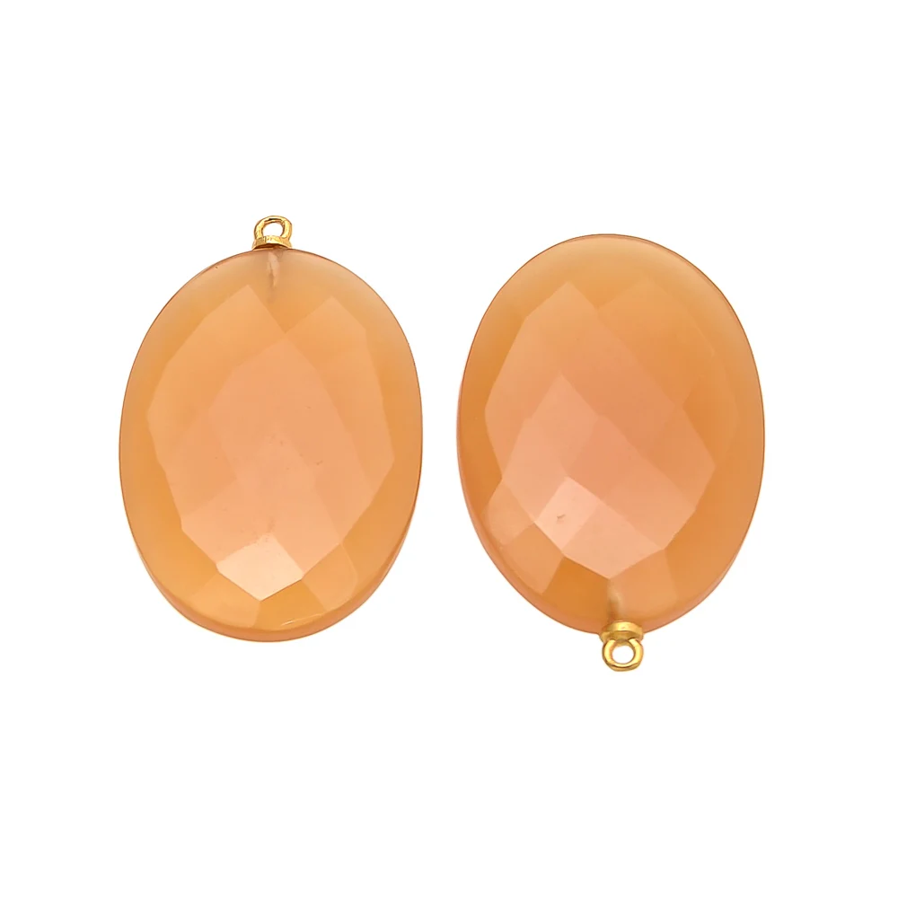 Peach Chalcedony Wonderful Stone Fashionable Gemstone Connectors