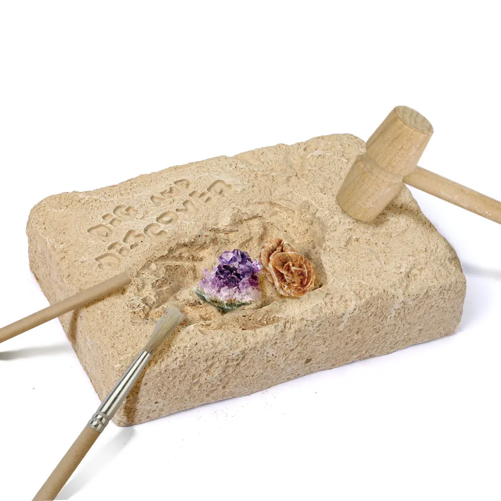 
gem stone hobbies stem educational toy rock minerals discover crystal dig kit sit excavation toy 