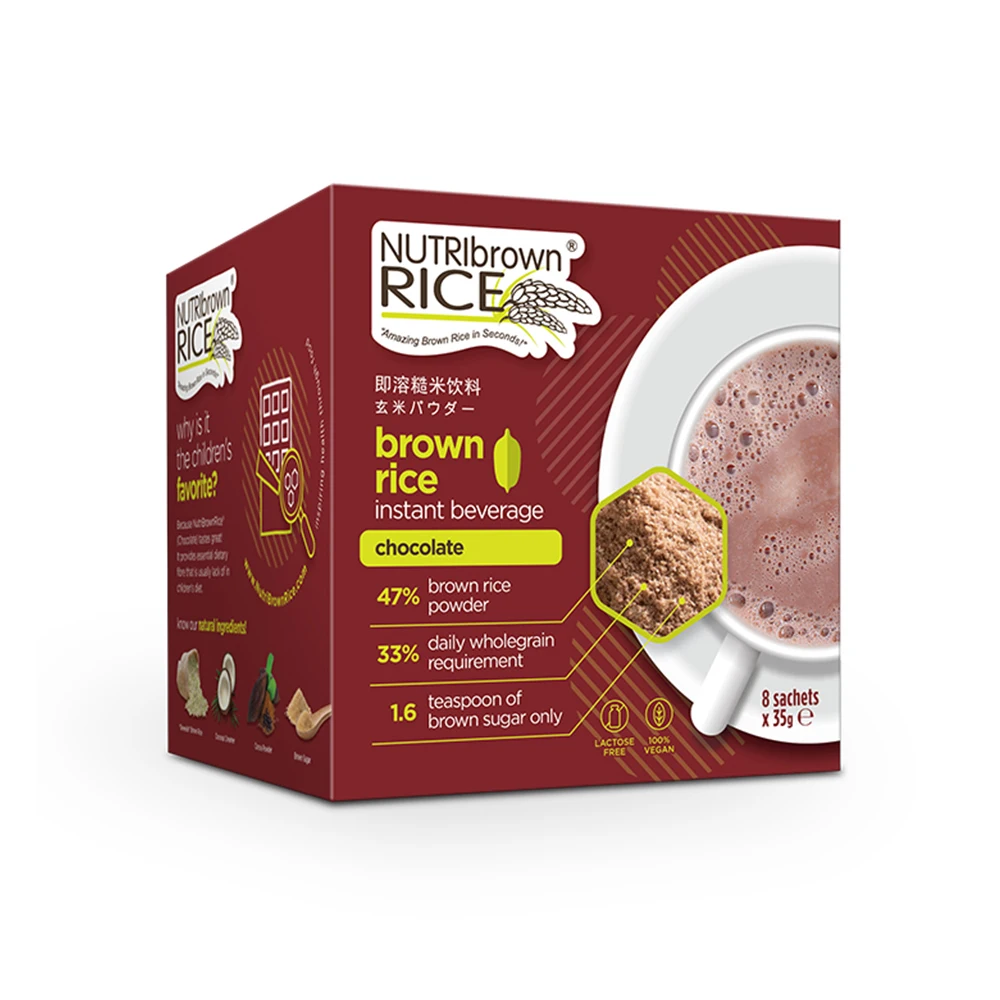 NutriBrownRice High Quality Chocolate Brown Rice Instant Beverage Breakfast Cereals For Kids Energy And Concentration