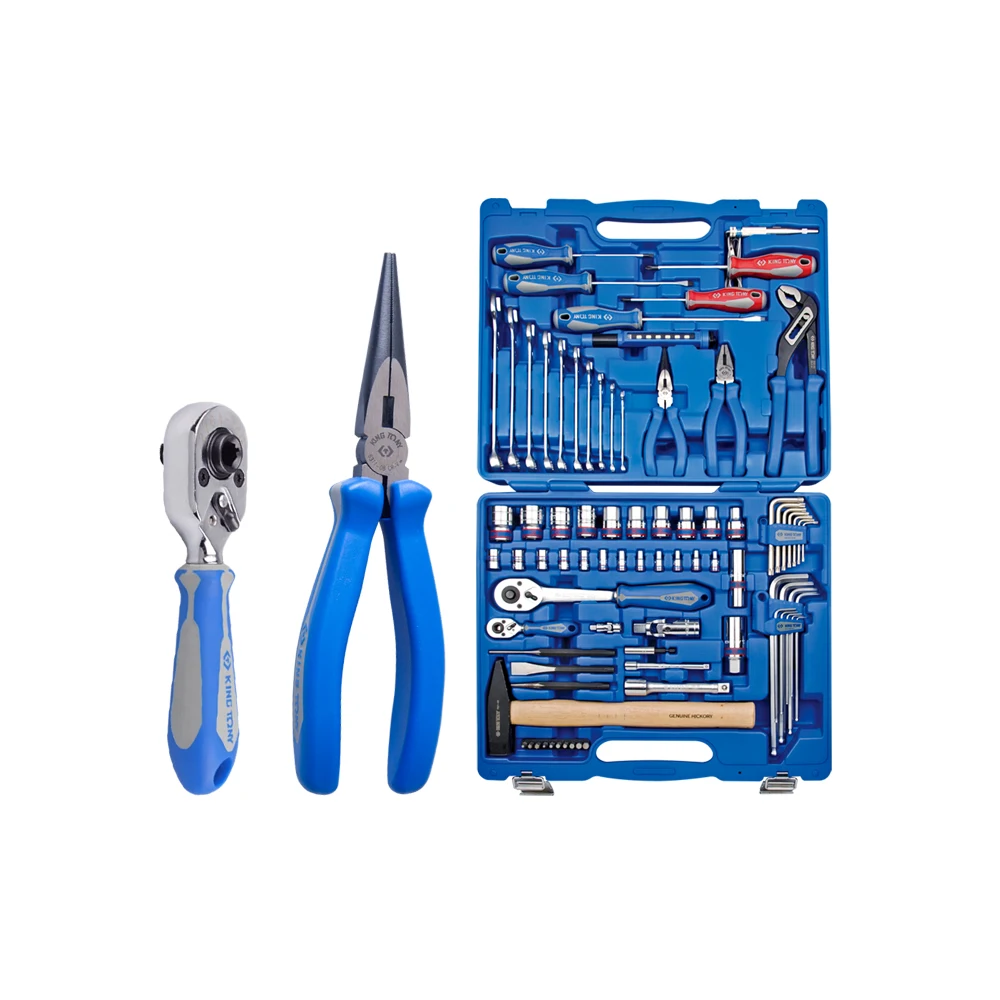 KING TONY High Quality 81 PCS 1/2+1/4 Inch Socket Hand Tool Set Tool Kits Household 7581MR