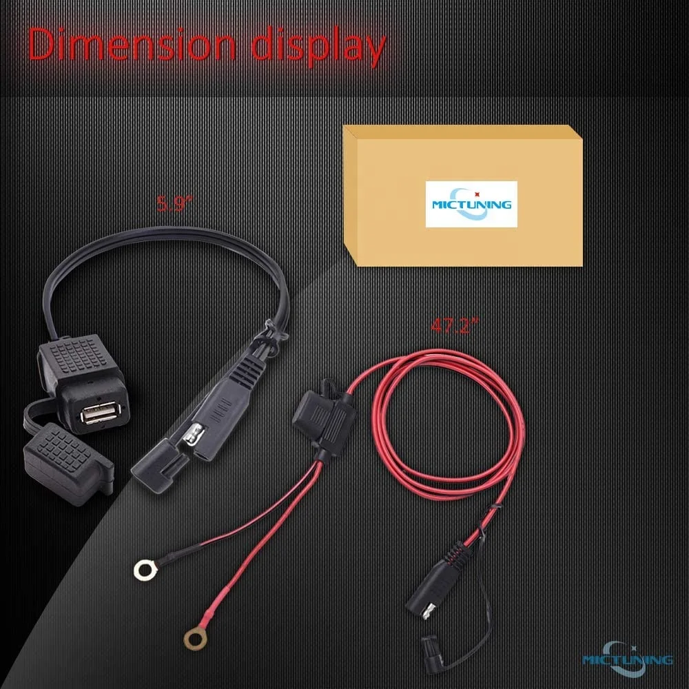 MICTUNING Quick Fast 2.1A Port SAE to USB Cable Adapter 12v 24v Led USB Charger Motorcycle usb Charger