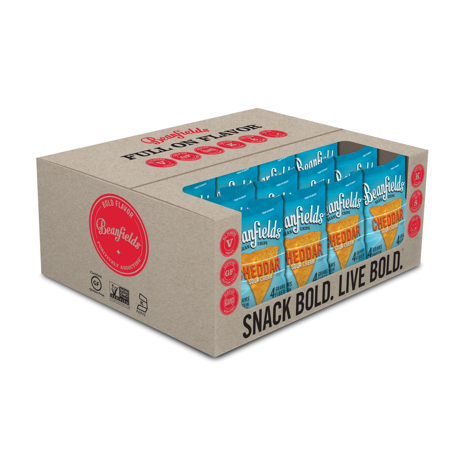 
Beanfields Cheddar Sour Cream Vegan Bean Chips 1.5oz Case 
