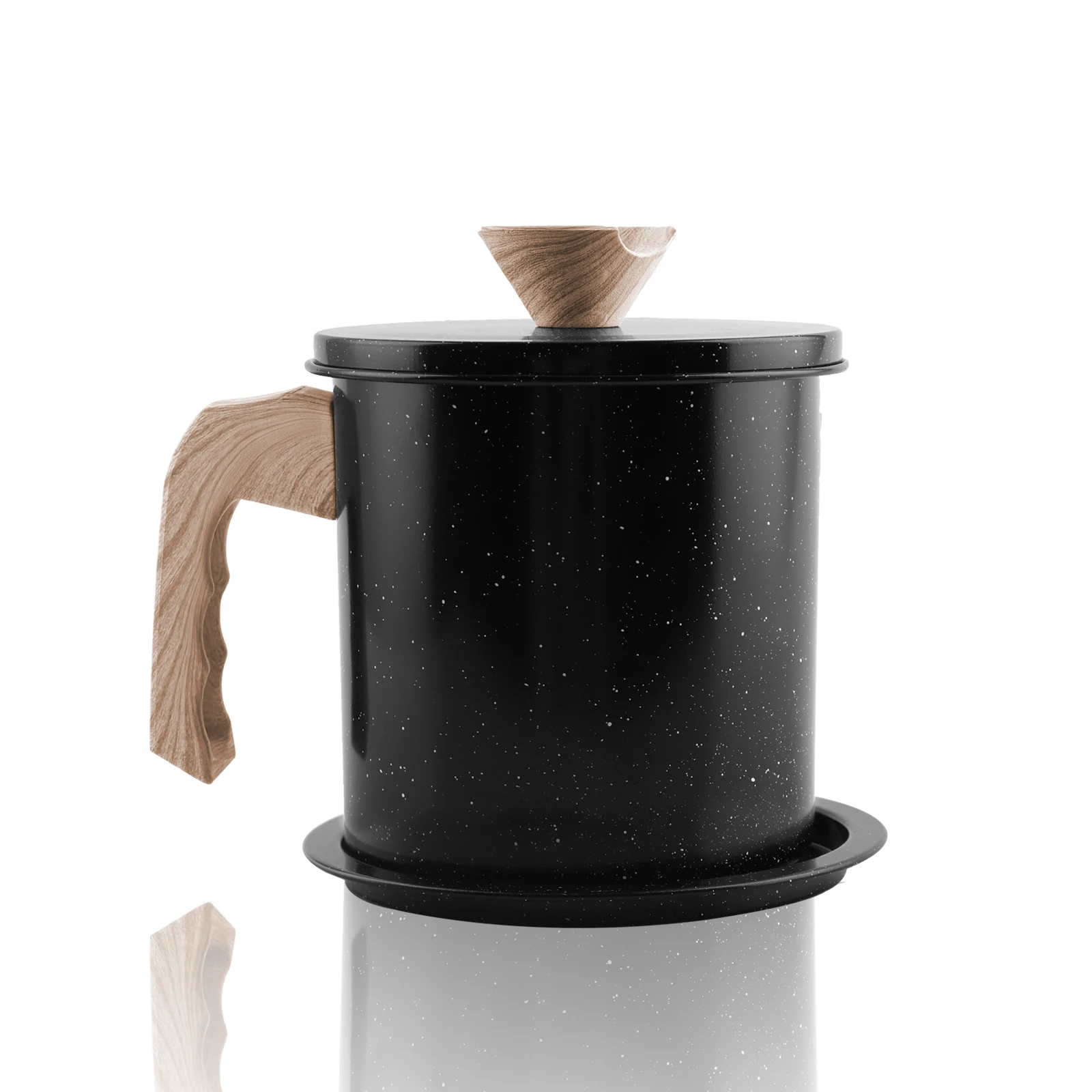 Bacon Grease Container Thick Iron Oil Filter Pot Rust-Proof Oil Storage Container For Kitchen (1.4L/1.7L) Grease Can