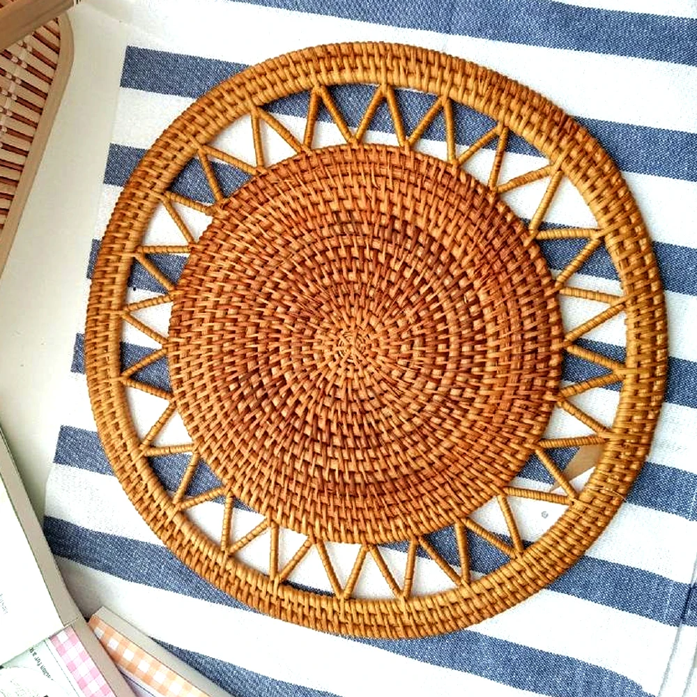 Set of 4 Woven Rattan Placemat, Handwoven Wicker Table Mat in Vietnam Wholesale