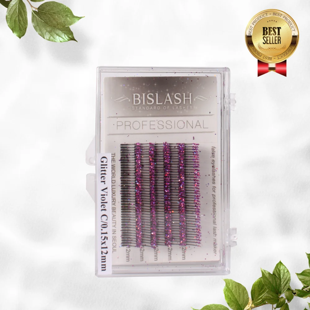 100% Hand Made Violet Glitter False eyelashes Private Label