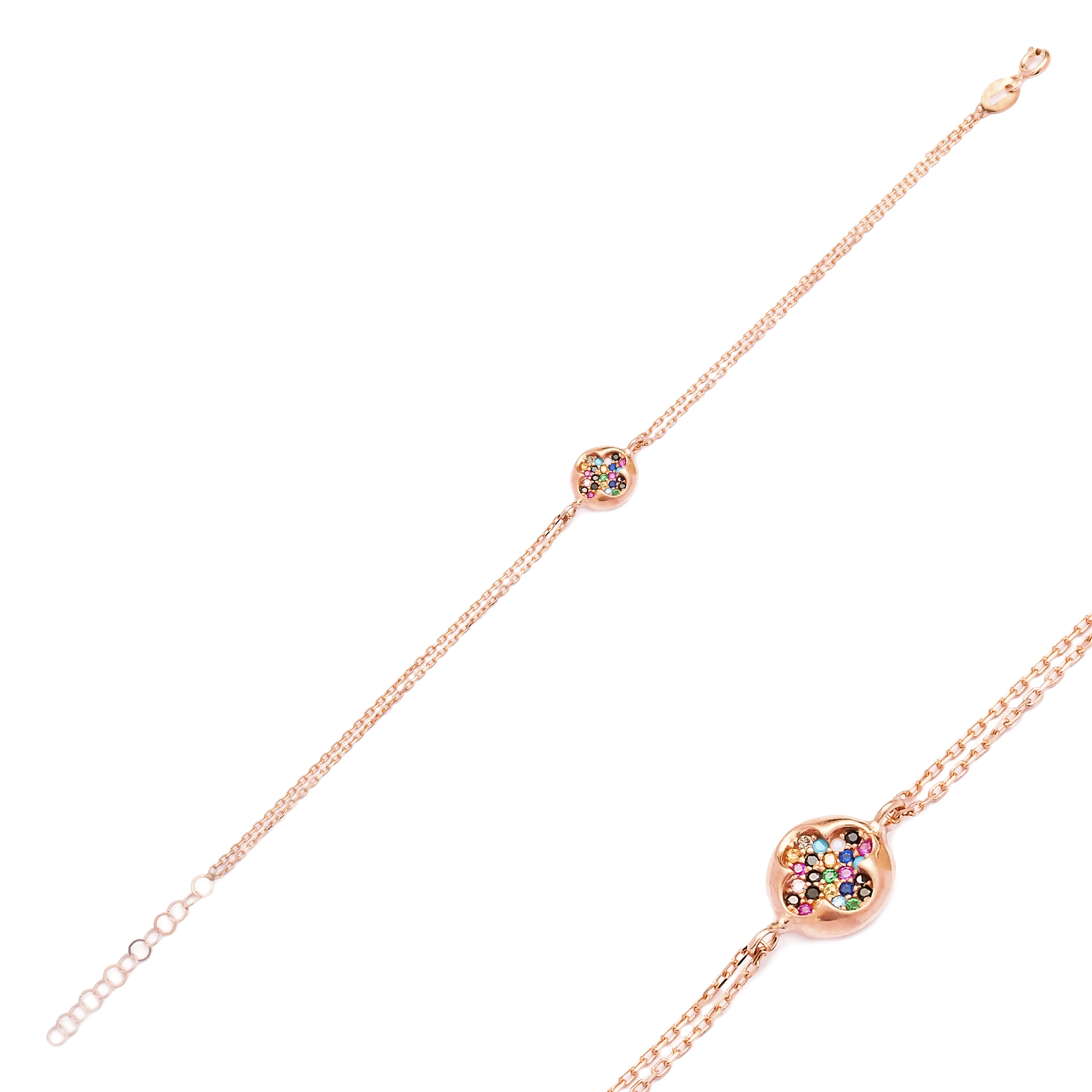 Minimalist Round And Clover Design Bracelet Wholesale 925 Sterling Silver Bracelet Jewellery