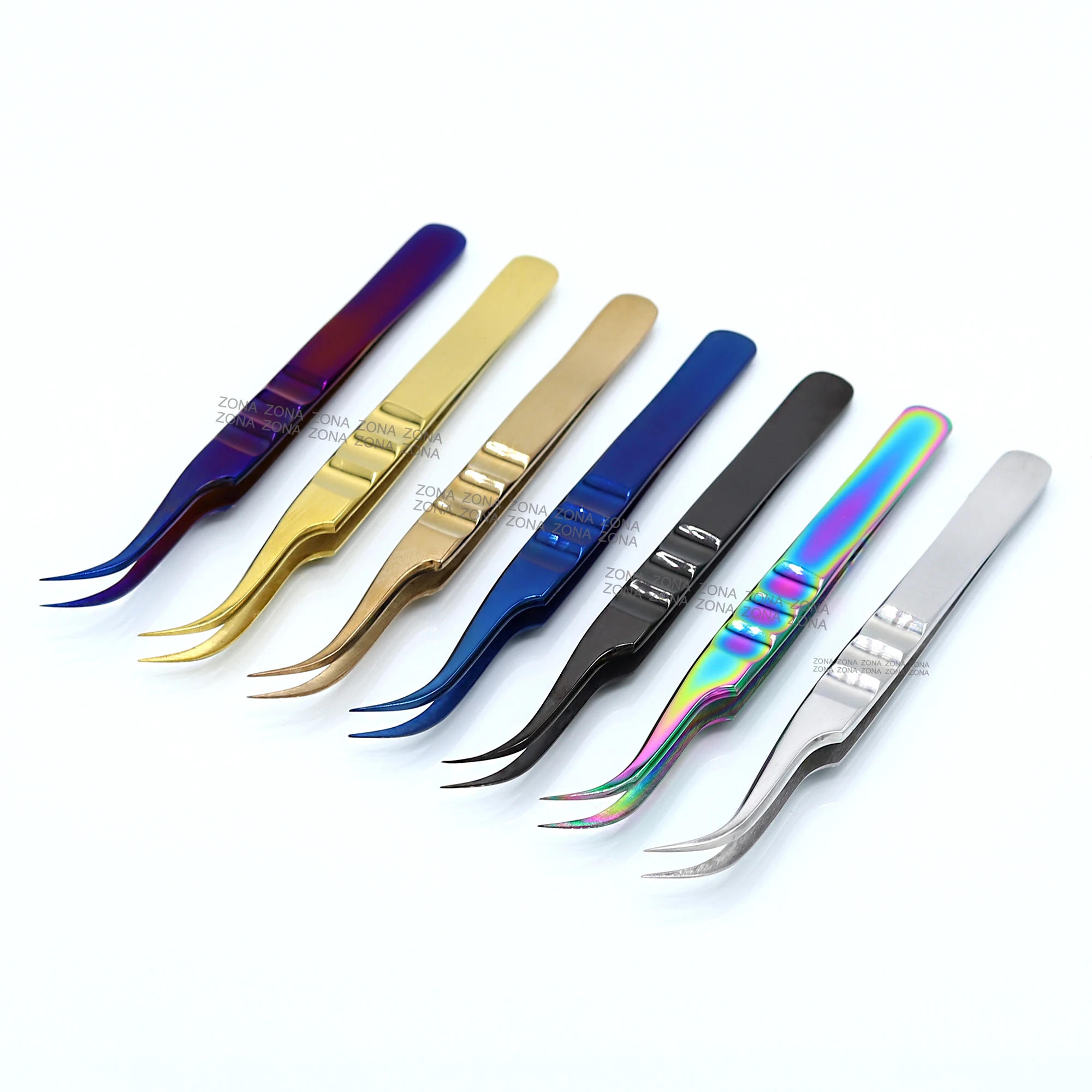 Eyelash Tweezers Logo All Plasma Shades Eyelash Extension Tweezers Double Angle Volume Eyelash Extension Tweezers