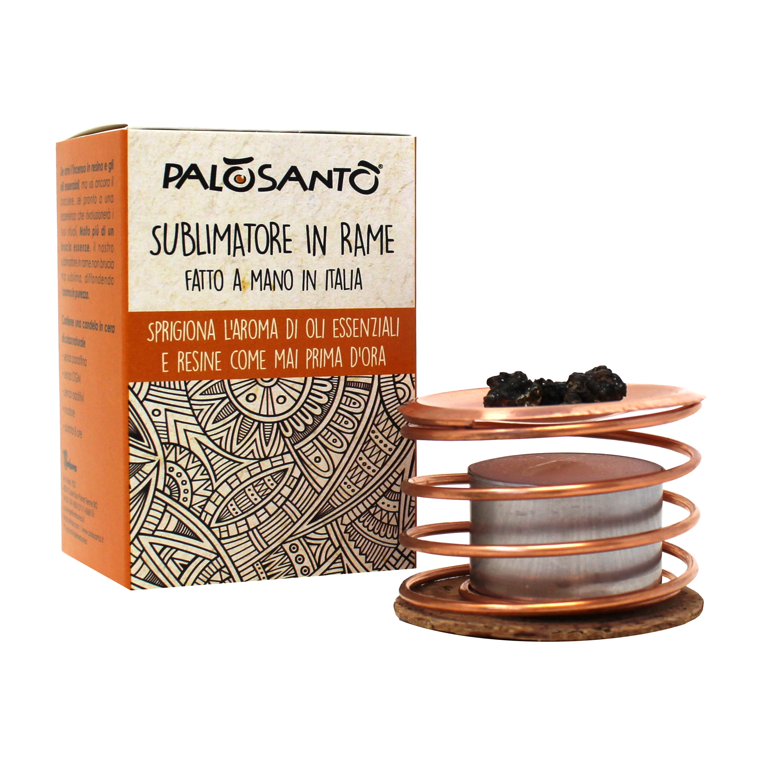 Incense Resin Burner - Copper Sublimator Incense Burner - Aroma diffuser - Made in Italy - 6 gr PALOSANTO resin included