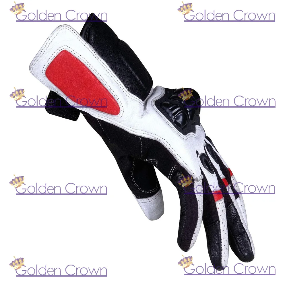 Men Motorcycle Protective Premium Leather Street Cruiser White Biker Gloves