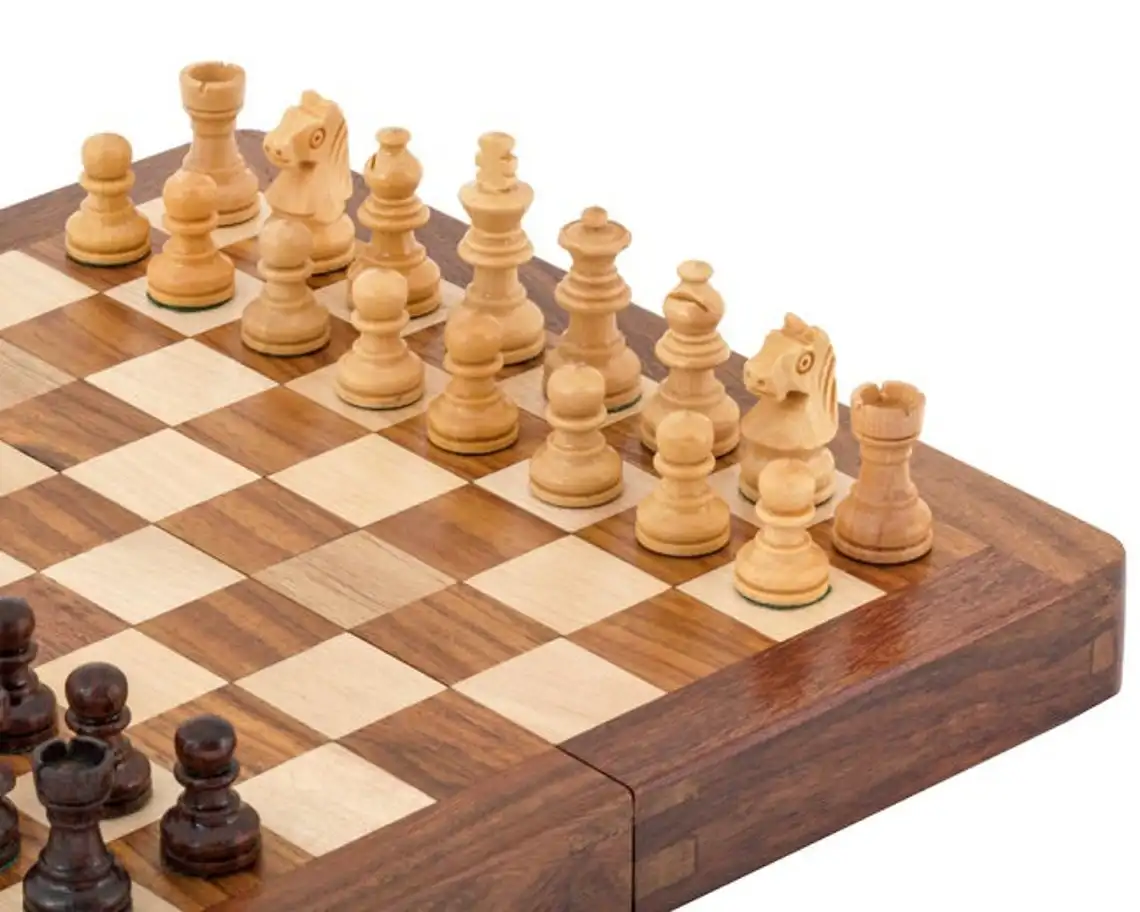 Indian Wooden Chess Set Folding Chessboard Pieces Wood Board Kid Gift Toy Hot