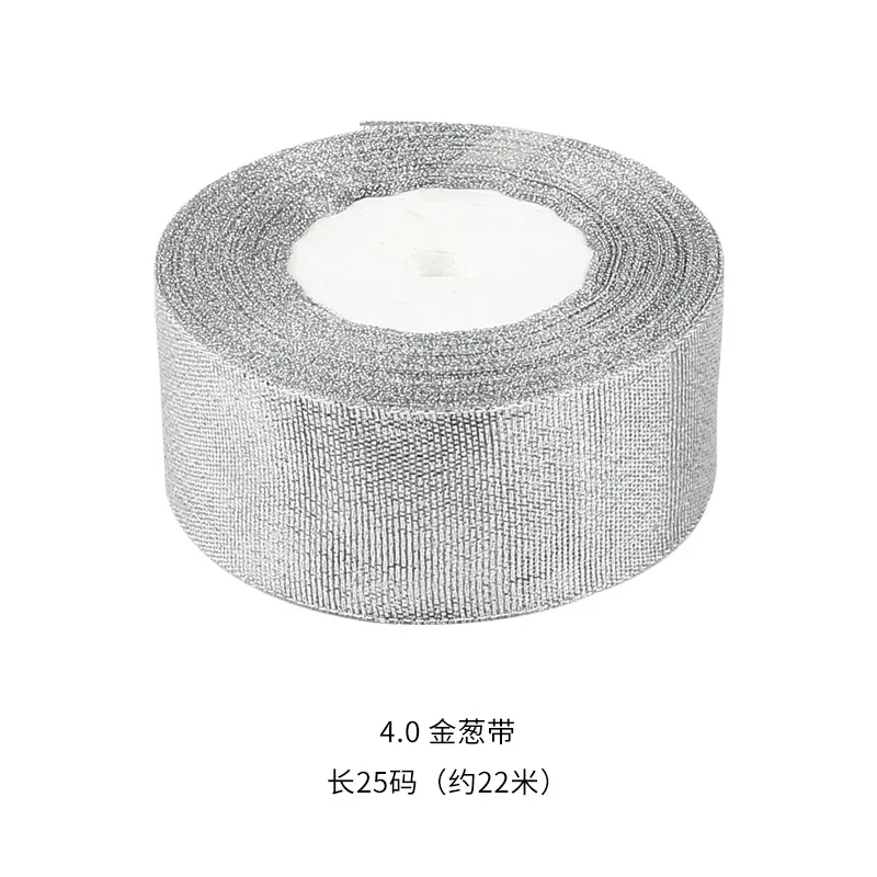 40mm 25Yards Gold Silver Pink Light Blue Red Black Glitter Metallic Ribbons for Christmas Wedding Birthday Party Gift Wrap