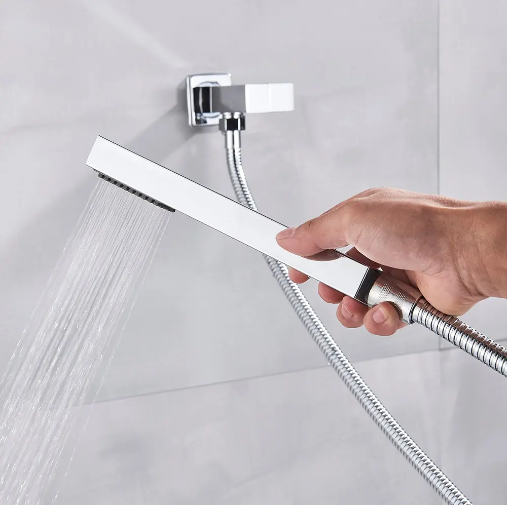 brass luxury square chrome thermostatic concealed shower system faucets set Rainfall bathroom Wall Mounted bath & shower faucets