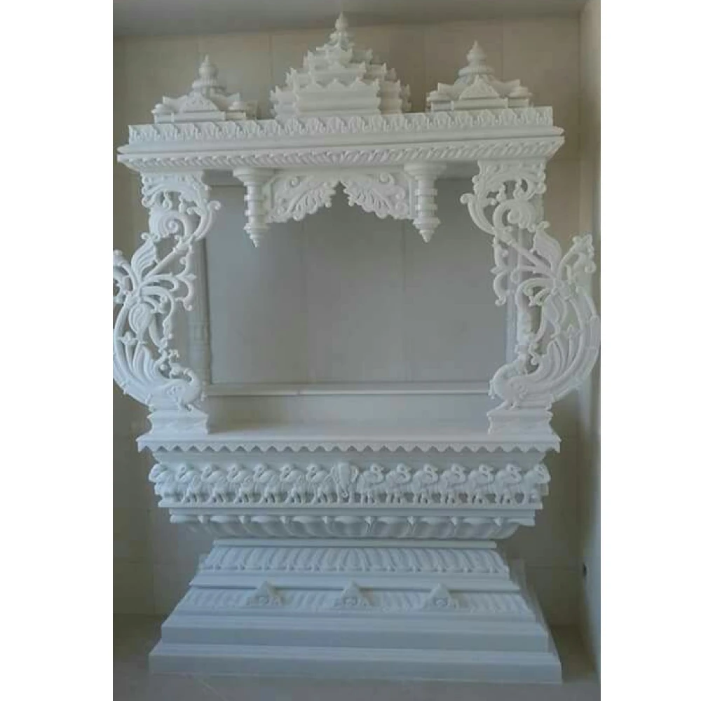 Marble Pooja Temple Exclusive Superior Indian Quality Temple for Home White Stone Sublimation Photo Rock Slate Home Decoration