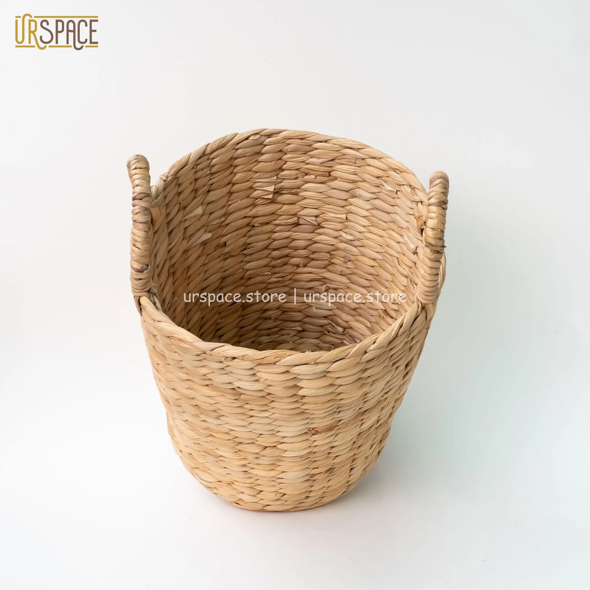 Ring handles braids easily to carry supple thick basket organization Hand-woven Water Hyacinth Storage Basket from Vietnam