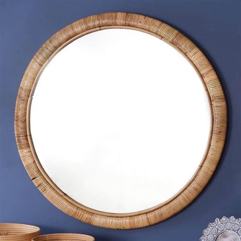 Vietnamese Best Seller Rattan Wall Mirror Round Mirror Flower Mirror For Decoration in Bathroom Bed Room