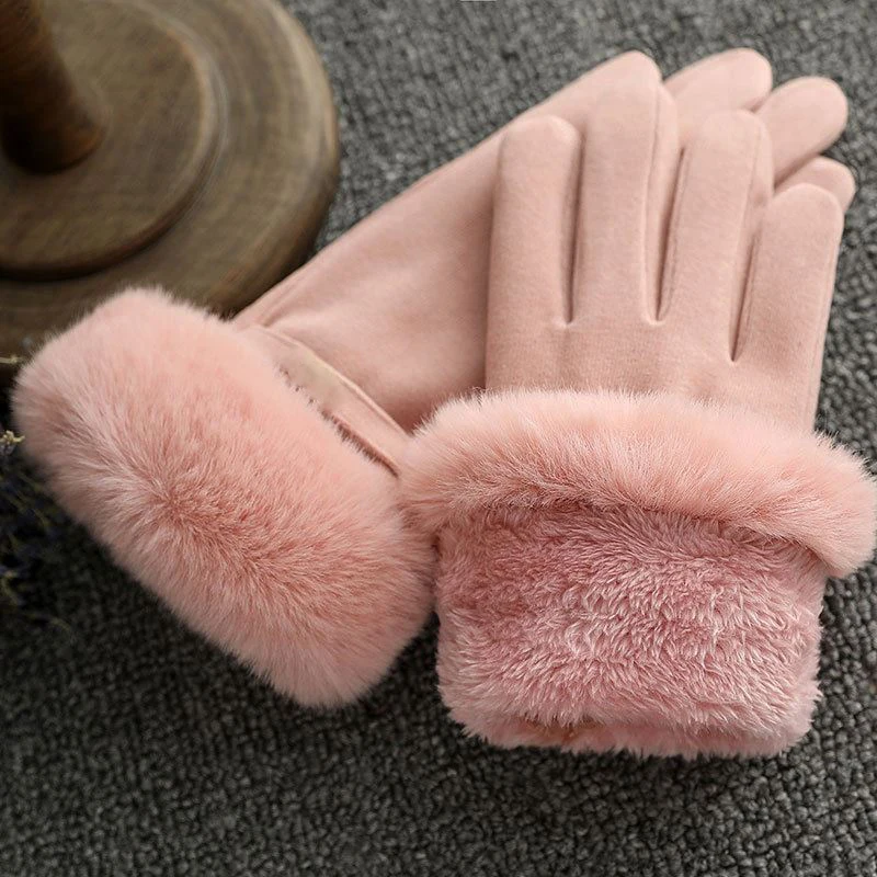 Arrival Wholesale Winter Women Fashion Cute Plush Warm Gloves thicken Cold Proof Ladies Touch Screen gloves