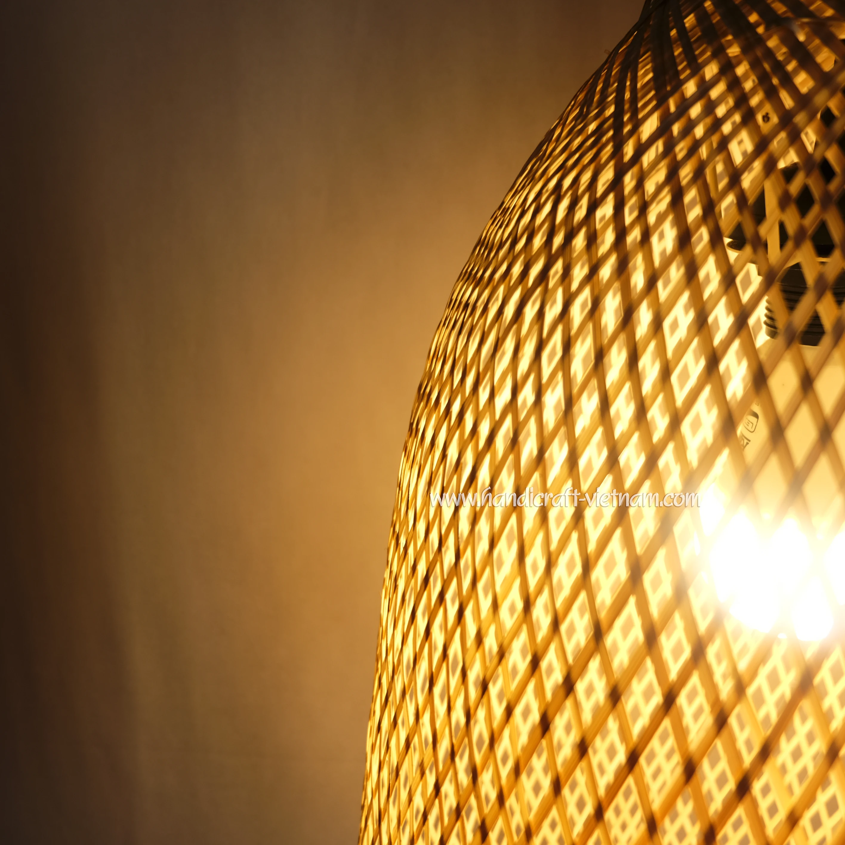 Stylish Woven Bamboo Hanging Lamp Handmade Traditional Design Long Ceiling Pendant Light Switch Garden Hotel Made Vietnam