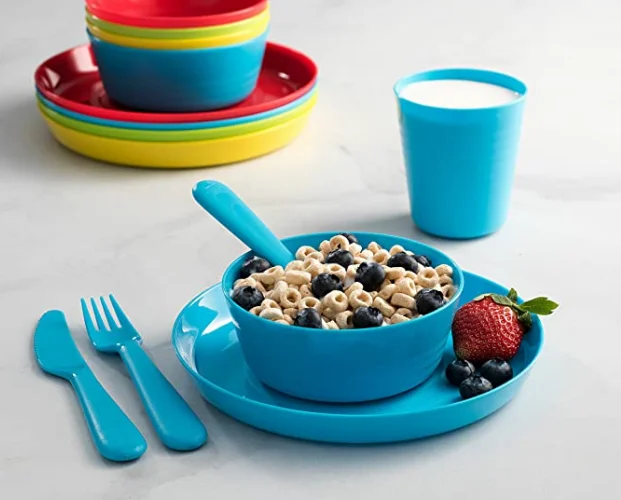 Пластикые посуды набор из 6 для детей пластиковые детские пласт миски столовые приборы красочные посуда