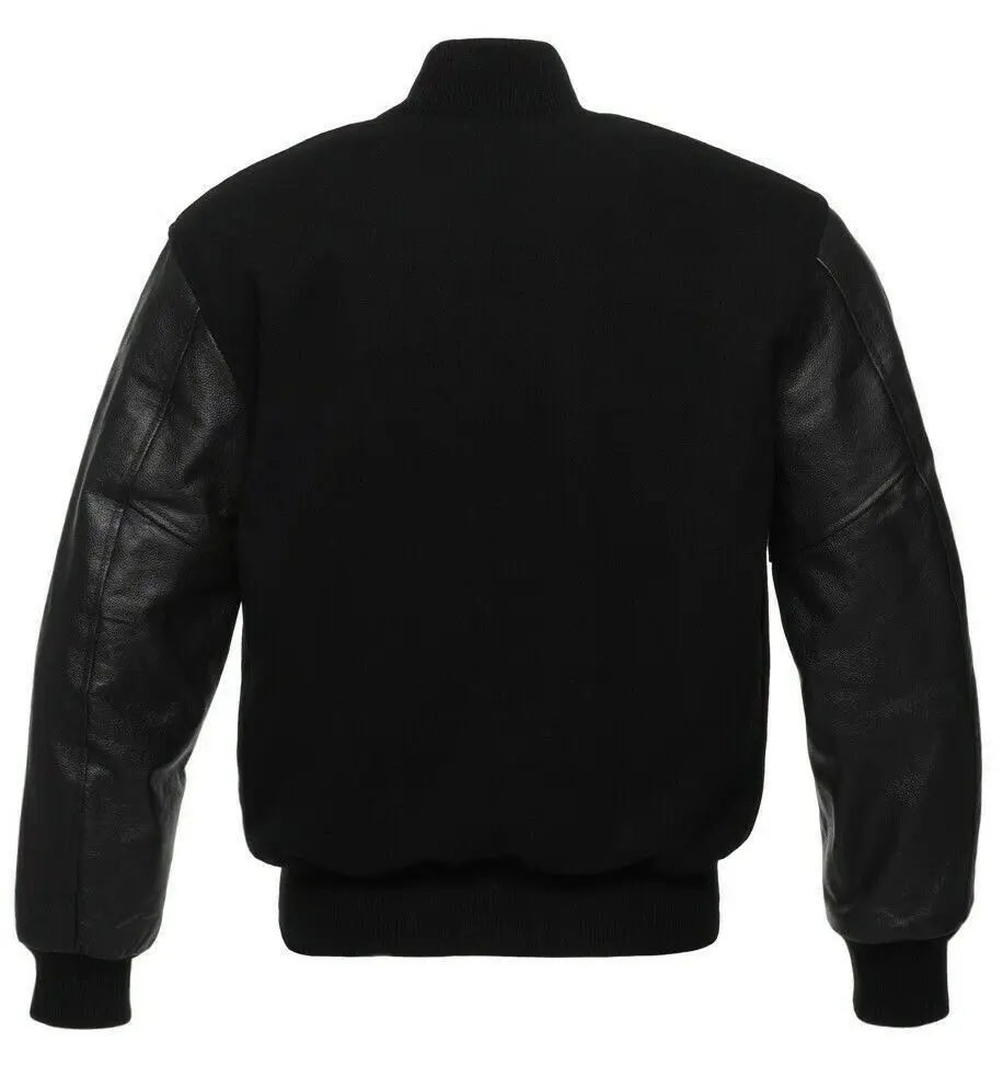 
black and dark black Wool Letterman Custom Varsity Jacket 