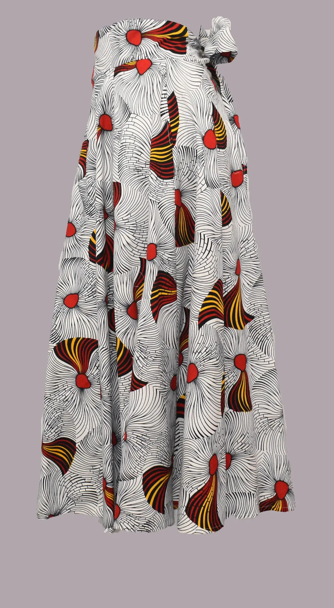 
White Long Maxi Skirt Original Superior Wax Dutch Hollandais Printed UV Fabric 