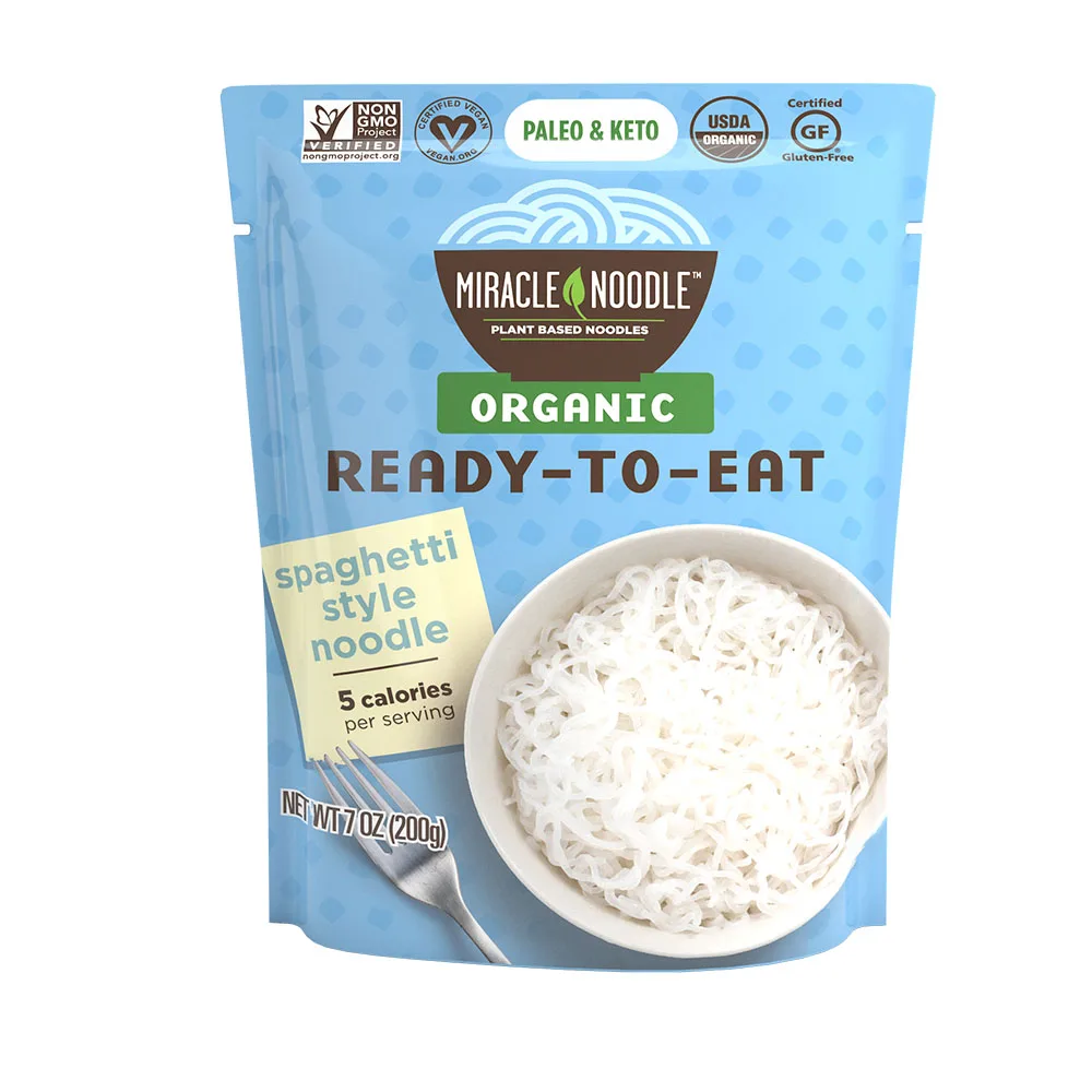 Miracle Noodles Organic Ready-To-Eat Noodle Plant Based Spaghetti Style Noodle Konjac Plant 200g, MOQ 1 Pallets