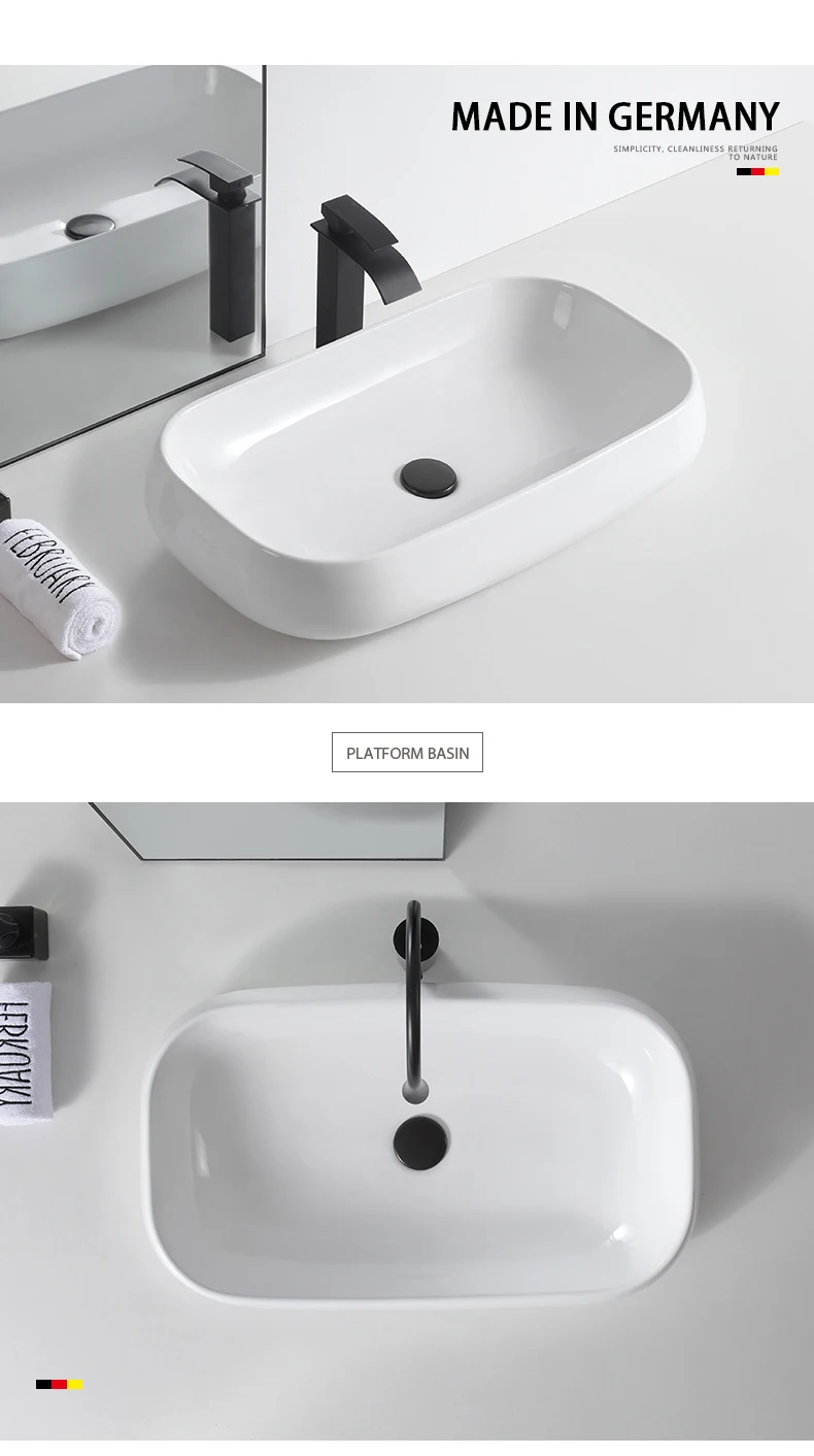 Serene sanitary ware bathroom vanity furniture marble countertop sinks ceramic long size 80cm wash hand basin