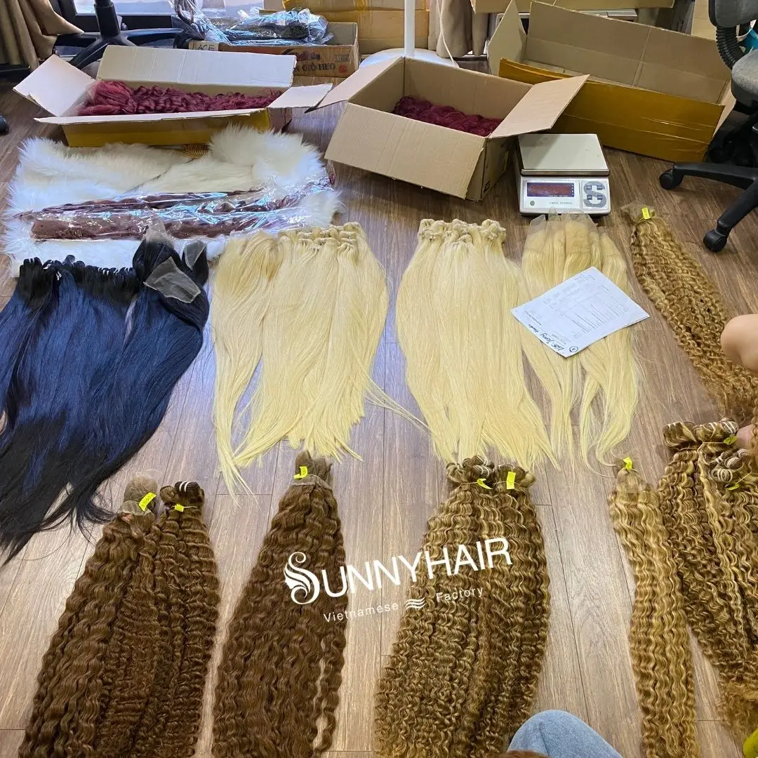 Gorgeous Blonde Super Double Drawn Bulk Human Hair Extension Various styles From Vietnam Hair Factory