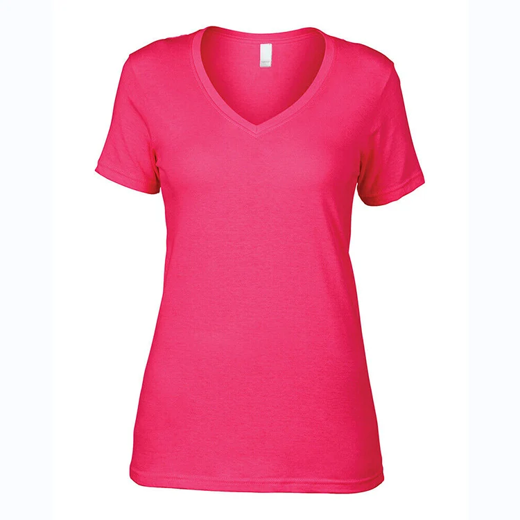 Wholesale Womens Deep V Neck Plain No Brand T Shirts Ladies High Quality 100% Cotton Tshirts For Printing In Women
