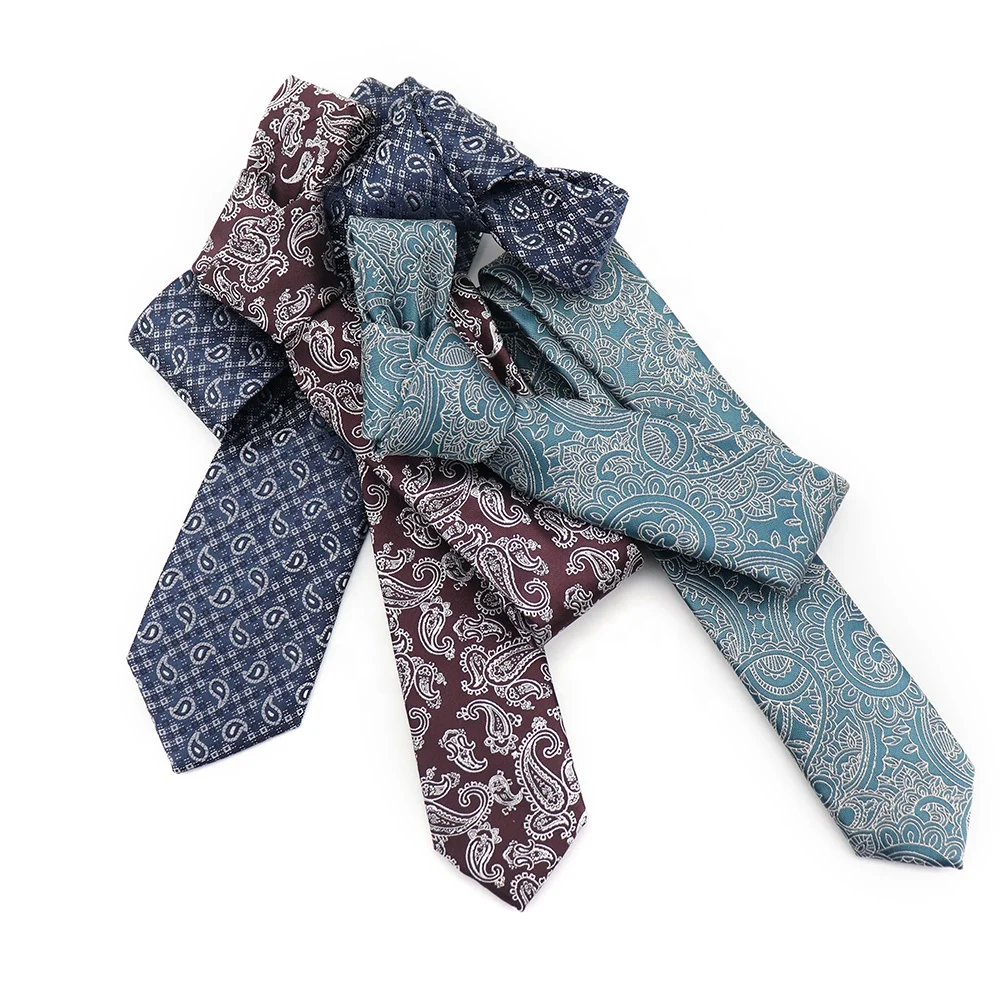 Модный винтажный мужской галстук из полиэстера с цветочным принтом и логотипом под заказ, Классический Галстук Пейсли