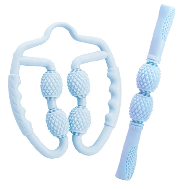 fashionable new design yoga style body muscle massage stick and roller 2pcs set- 1 pcs roller clamp + 1 pcs massage stick