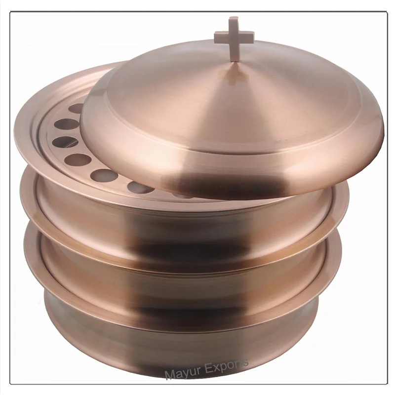 Stainless Steel Holy Communion Tray with Copper Finishing