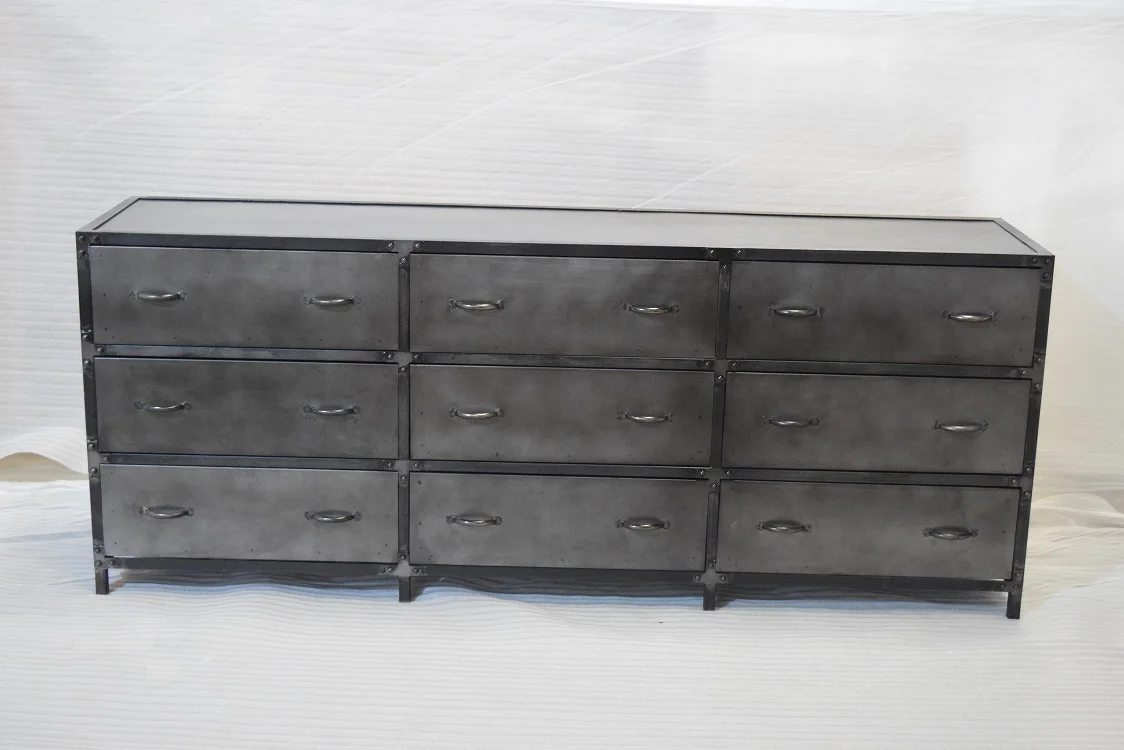 High Quality Industrial Vintage Furniture 9 Chest of Drawer File Storage Cabinet made from Metal Iron for Home and Office