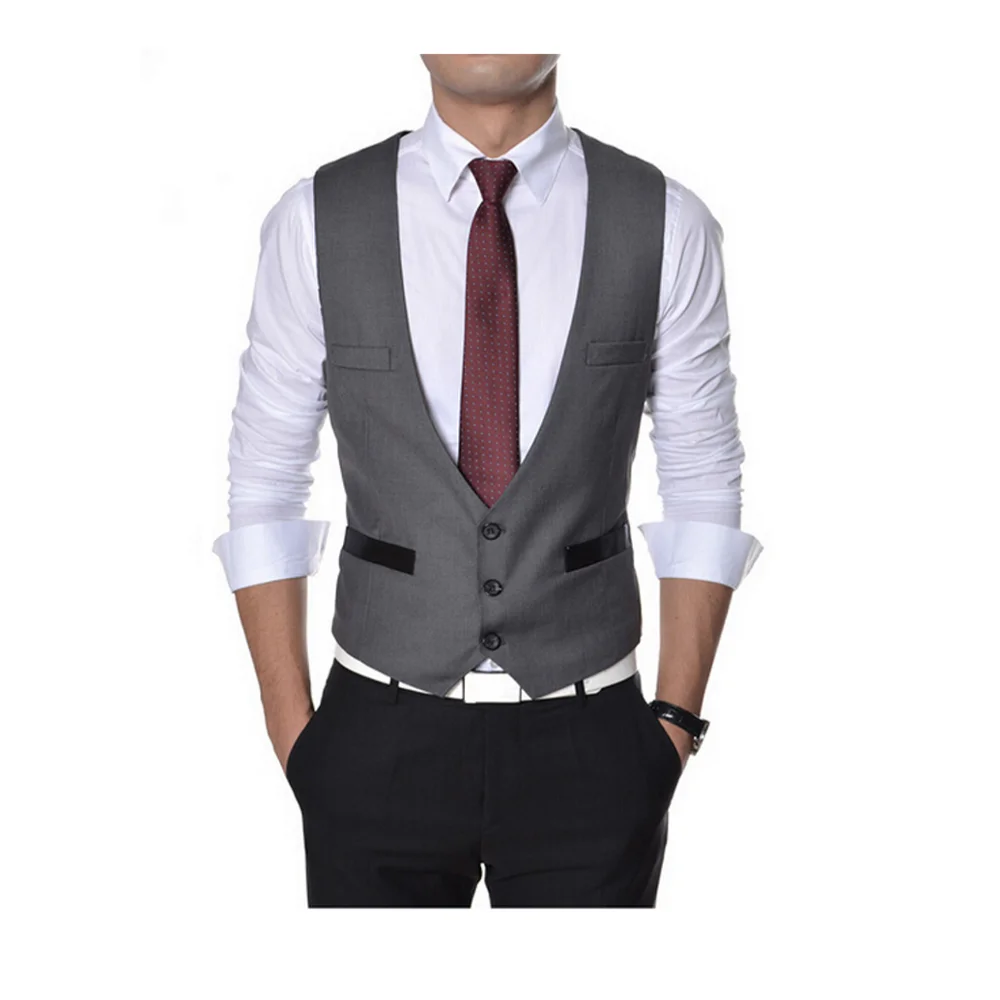 
 Formal Grey Color Wholesale V Neck Men Vest and Waistcoat (Whatsapp: Ms Hang: +84 975617125)  