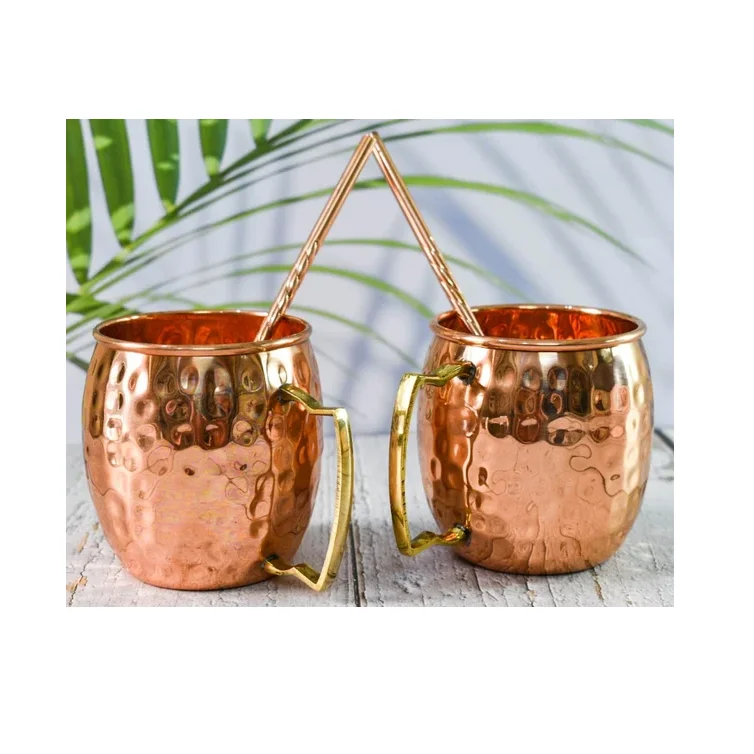 Top Premium Quality 100% Pure Copper Hammered Moscow Mule Mug 550 ml Copper Moscow Mule Mugs by Indian Exporter