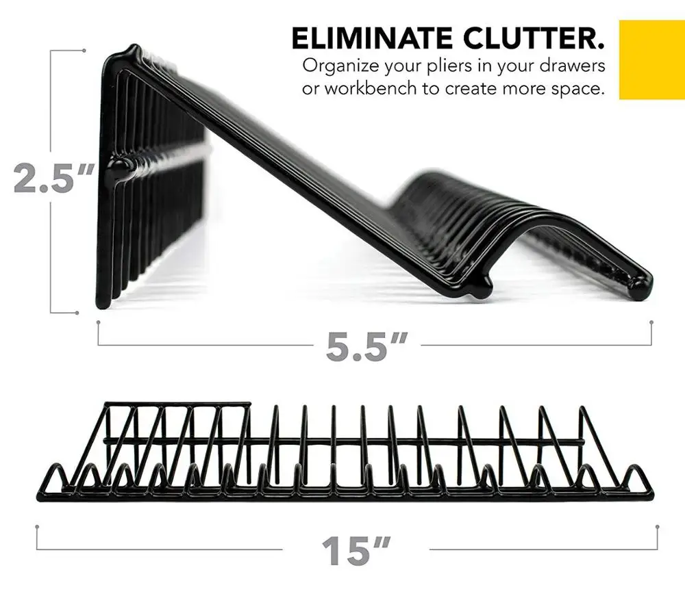 Home Plier Organizer Rack,  2 Pack, Stores Spring Loaded, Regular and Wide Handle Insulated Pliers
