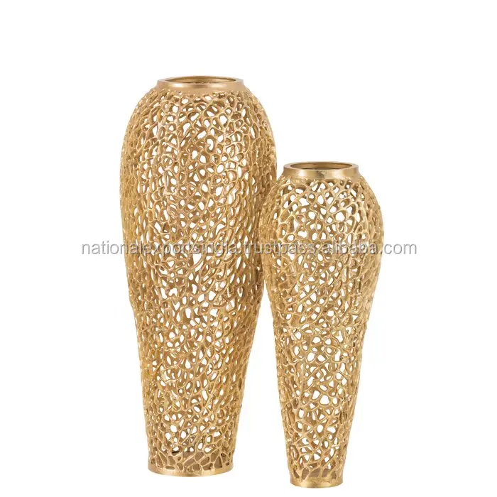 Современная алюминиевая металлическая длинная Jali Дизайнерская ваза для украшения, творческие декоративные большие вазы для декора гостиной