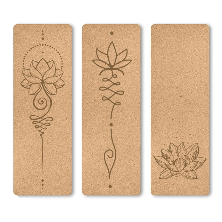 Eco Friendly   Image Pattern Custom LogoCork Yoga Mat With Guideline