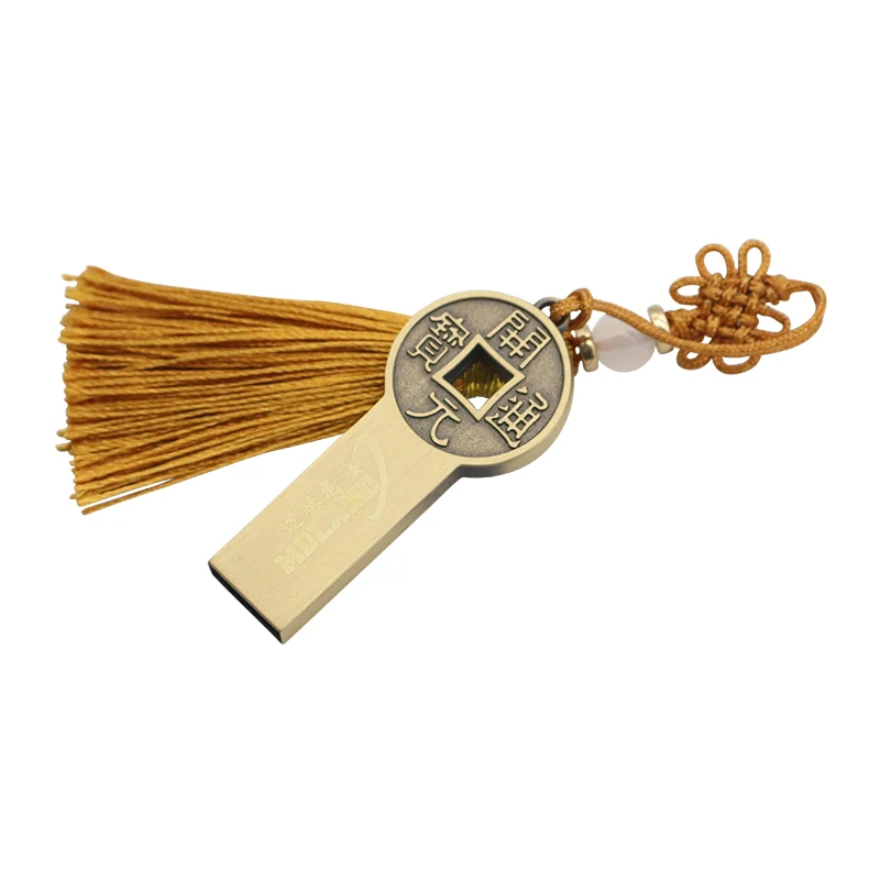 Новый Стиль Usb 2 0 корпоративные подарки флеш-накопитель 8 Гб 64 флэш-накопитель под заказ медная монета с ремешком