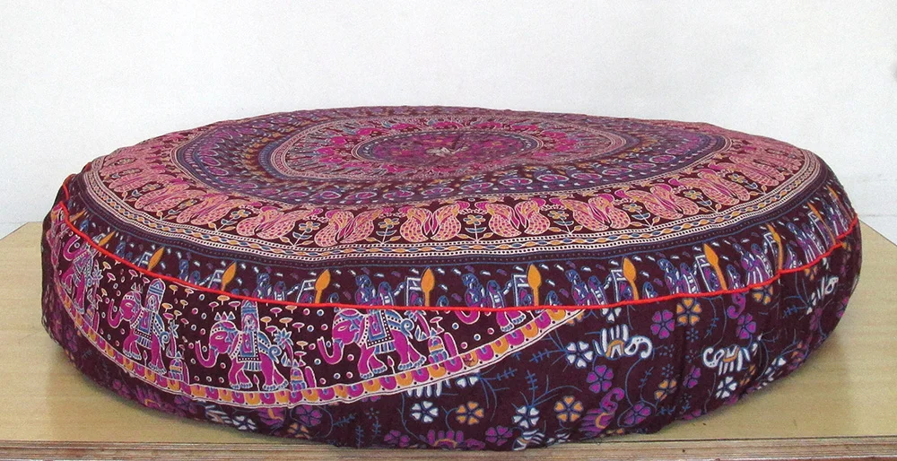 Pouf Round Bohemian Meditation Mandala Ottoman Cover Cushion Pillows Floor Large Living Room Furniture Home Stool & Ottoman