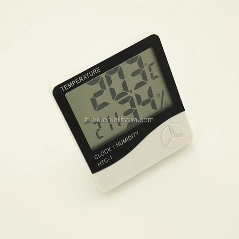 Indoor Room LCD Electronic Temperature Humidity Meter Digital Thermometer Hygrometer Weather Station Alarm Clock HTC-1