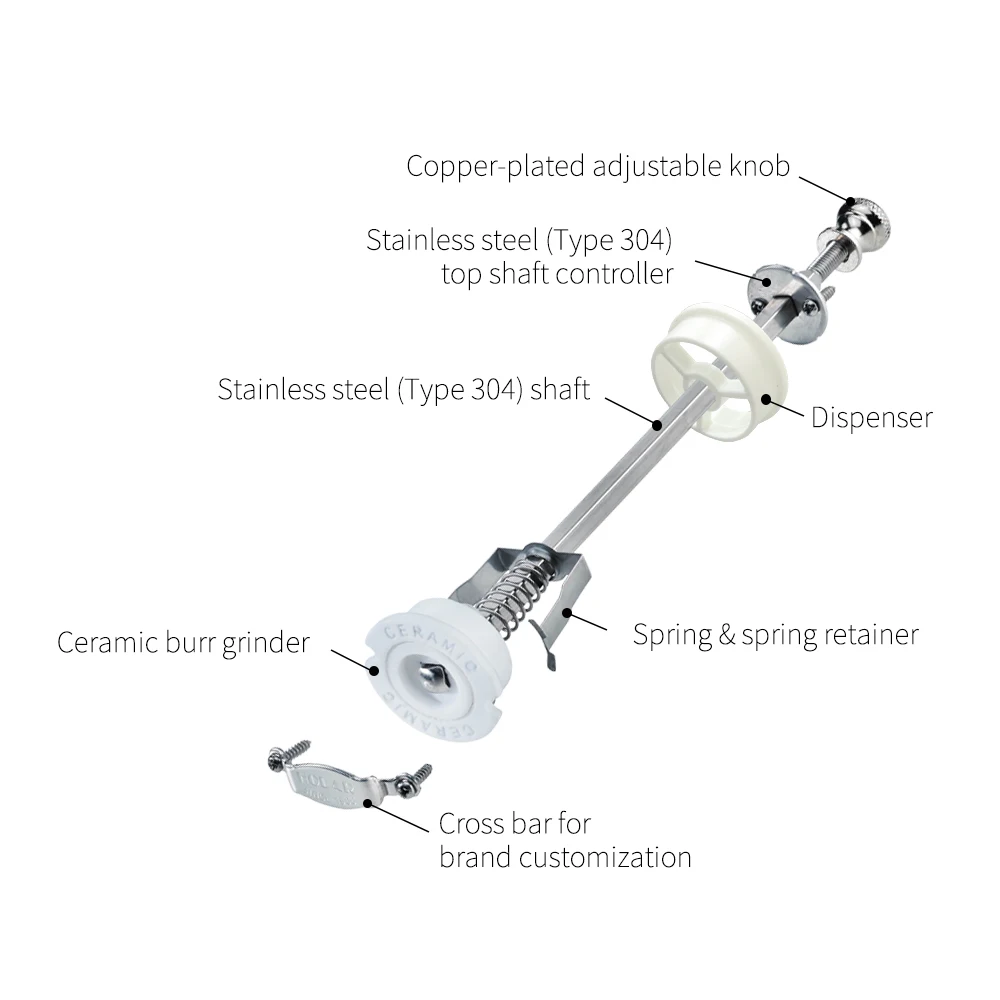 [Holar] Taiwan Made Elegant Refillable Black Salt Pepper Mill With Adjustable Grinder