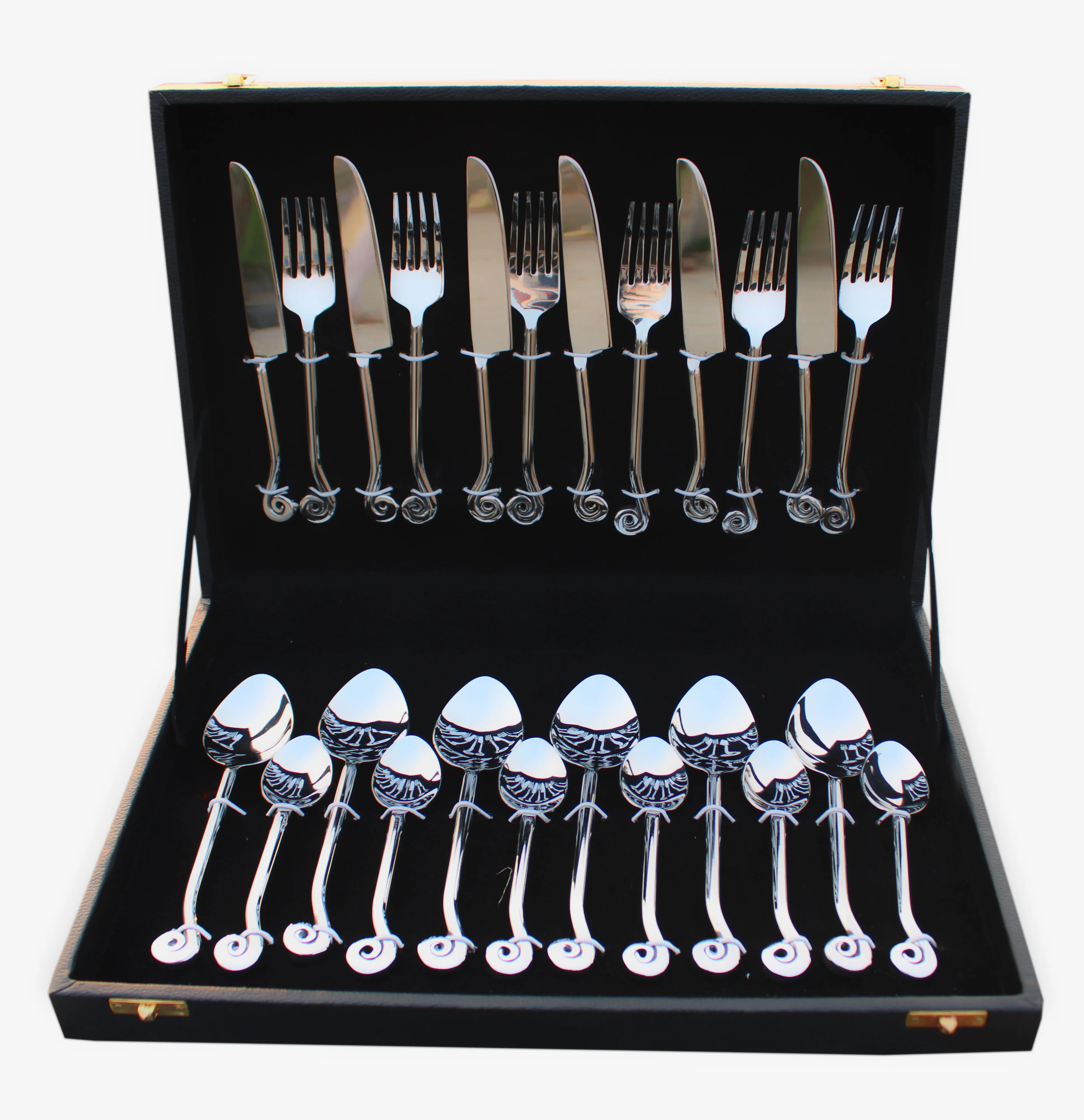 Handmade Luxury Flatware Stainless Steel Round Twist Handle Cutlery Set (Baby Spoon+Tea Spoon+ Baby Fork+ Baby Dessert Knives)