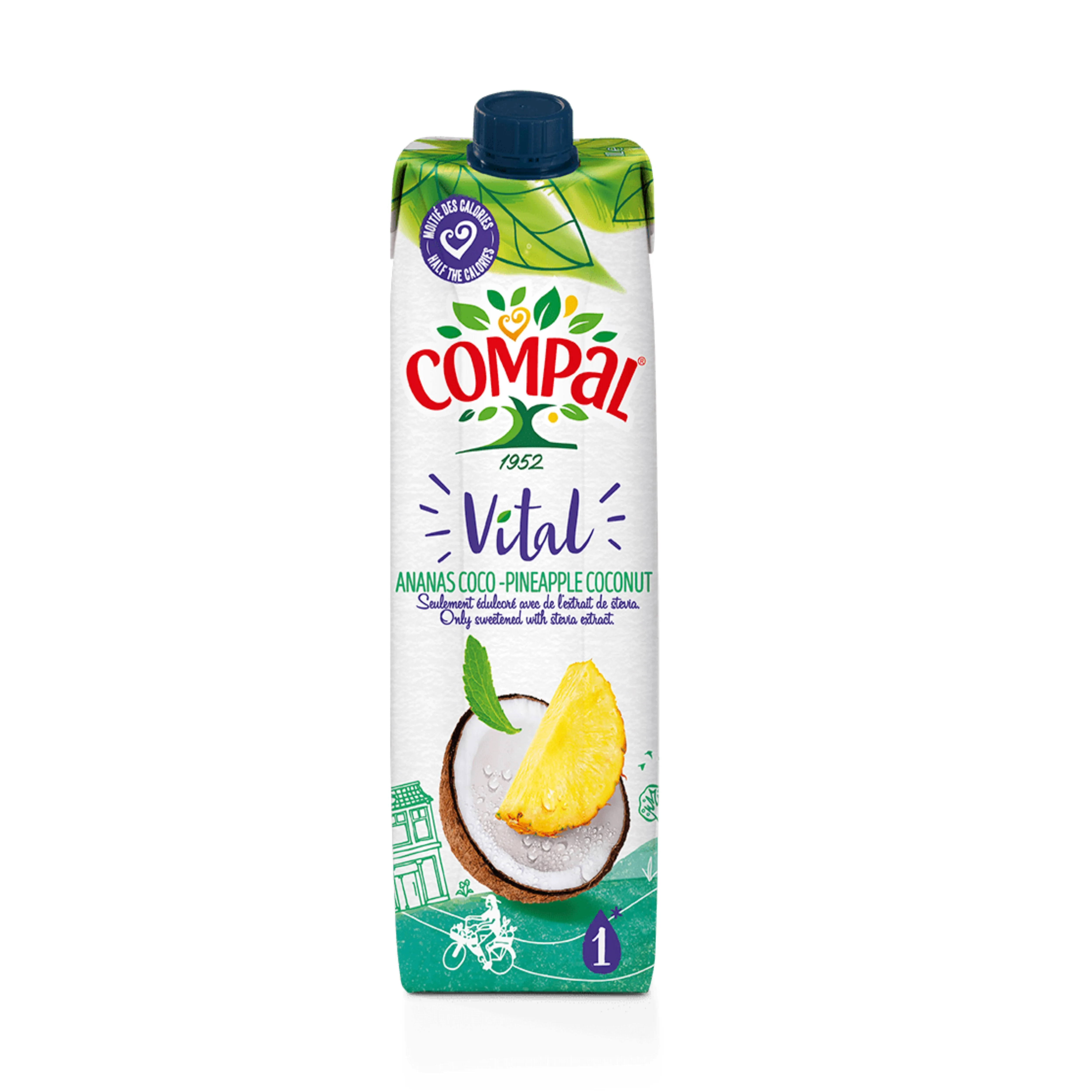 COMPAL | Натуральный сок премиум-класса, ананас подслащен только со стевии 12x1 л