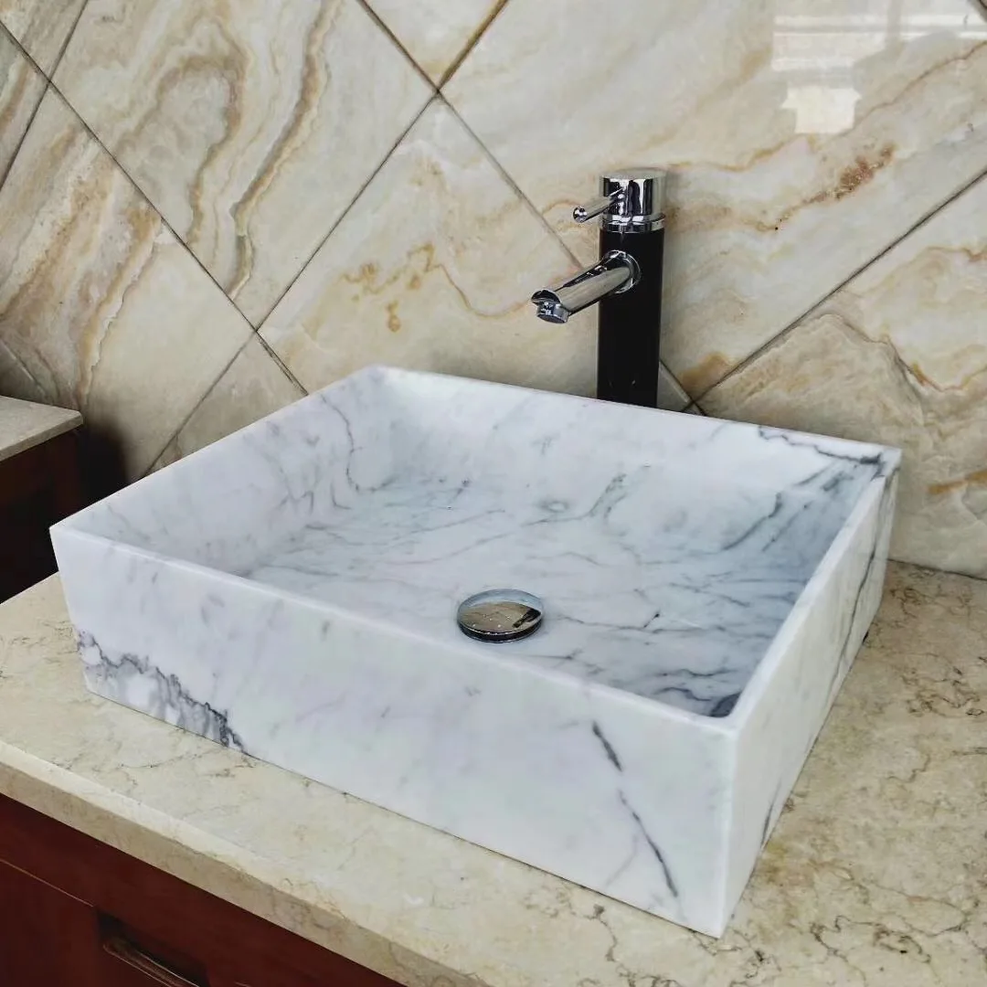 hot sale and popular white marble sink new design customized size white sink basin washing bowl