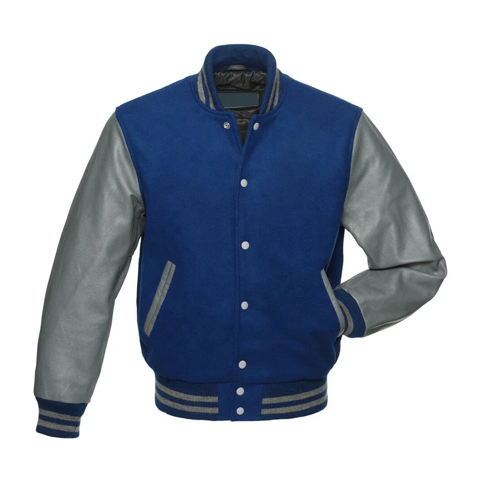 Custom chenille embroidery leather sleeve baseball letterman varsity jacket for men varsity jacket leather sleeves